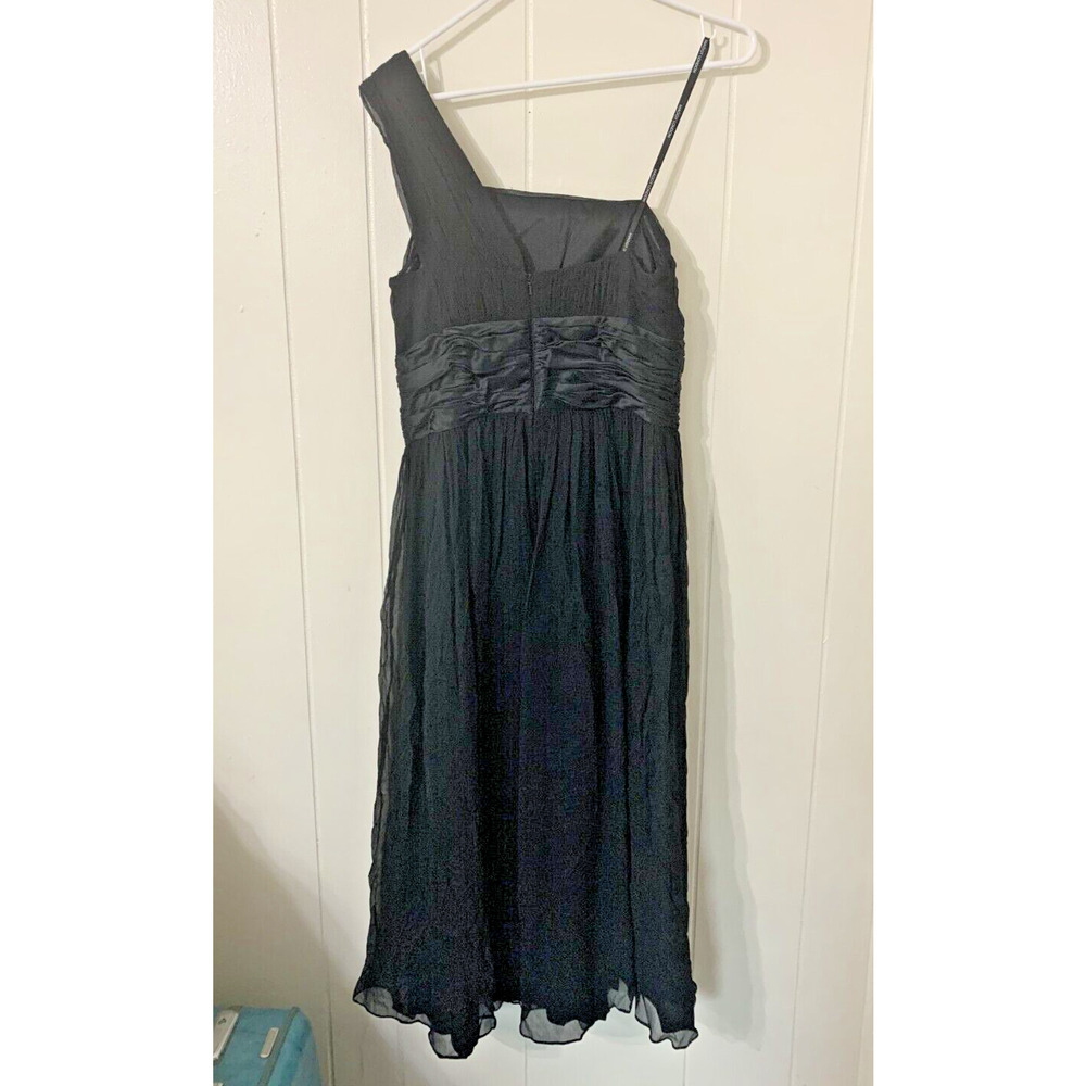 MAGGY LONDON WOMEN'S ELEGANT Silk DRESS BLACK ONE SHOULDER SIZE 8 Crepe Party - Picture 3 of 6